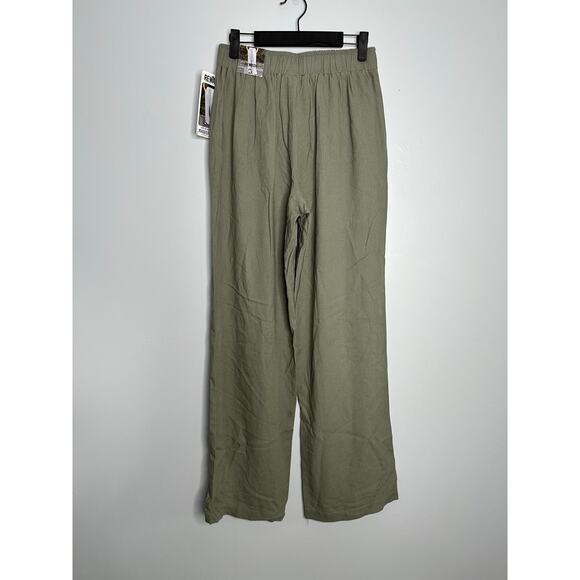 Rewash Women's Olive Green Button Fly High Rise Wide Leg Linen Blend Pants S NWT - Picture 10 of 10
